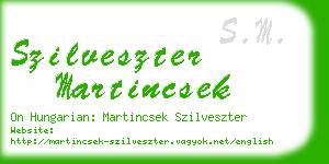 szilveszter martincsek business card